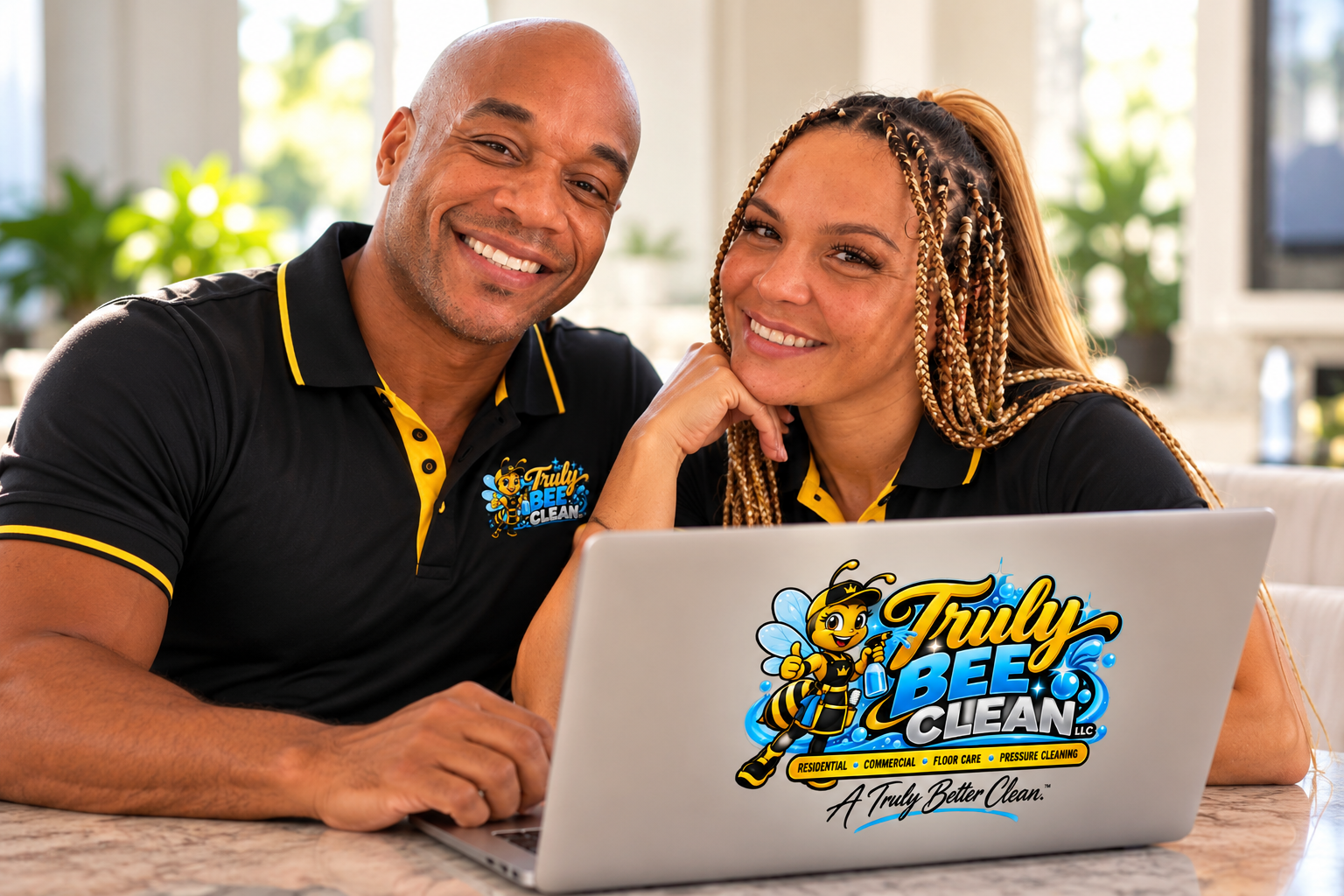 Darren Buckner and Elizabeth Devesa, founders of Truly Bee Clean LLC
